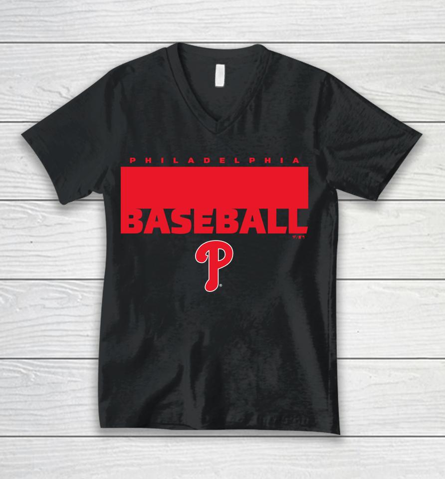 Philadelphia Phillies Baseball Fanatics Branded Gain Ground Unisex V-Neck T-Shirt