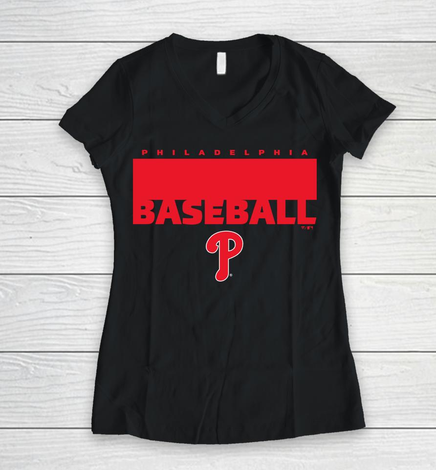 Philadelphia Phillies Baseball Fanatics Branded Gain Ground Women V-Neck T-Shirt