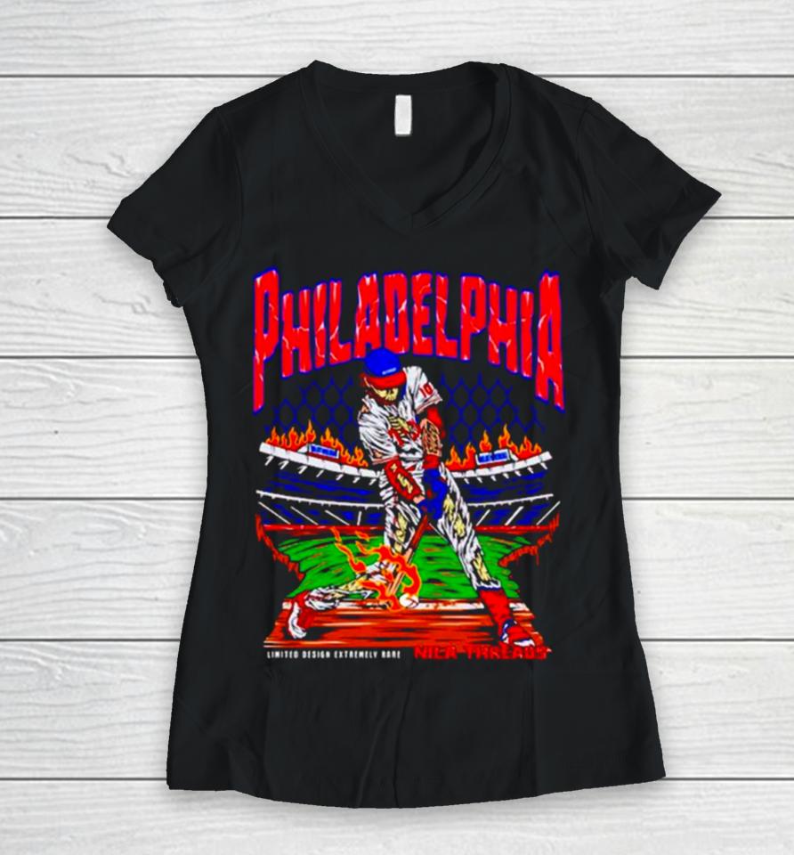 Philadelphia Phillies J.t. Realmuto Skeleton Women V-Neck T-Shirt