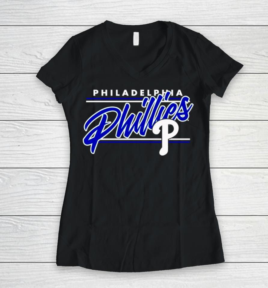 Philadelphia Phillies Mlb Baseball Vintage Women V-Neck T-Shirt