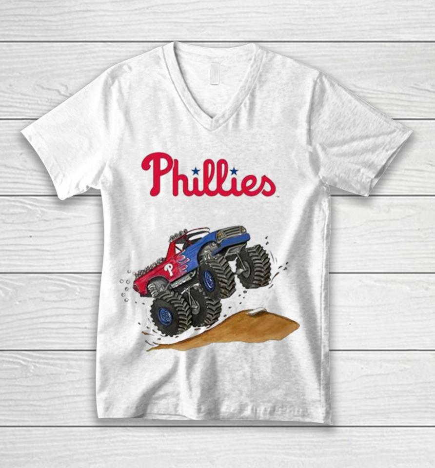 Philadelphia Phillies Monster Truck Mlb Unisex V-Neck T-Shirt