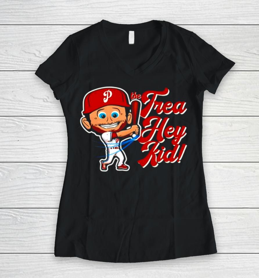 Philadelphia Phillies The Trea Hey Kid Women V-Neck T-Shirt