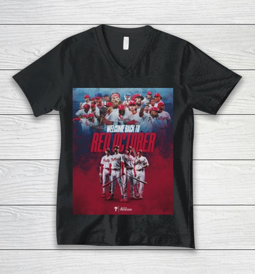 Philadelphia Phillies Welcome Back To Red October Unisex V-Neck T-Shirt