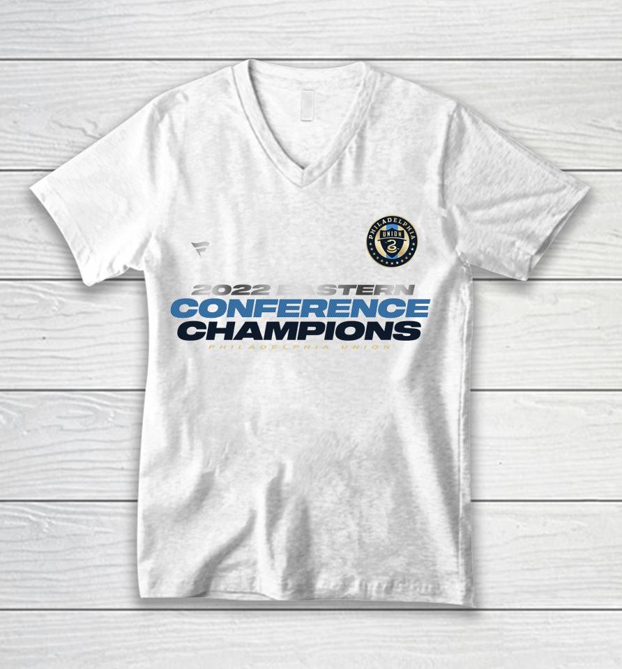 Philadelphia Union Fanatics Branded 2022 Mls Eastern Conference Champions Locker Room Unisex V-Neck T-Shirt