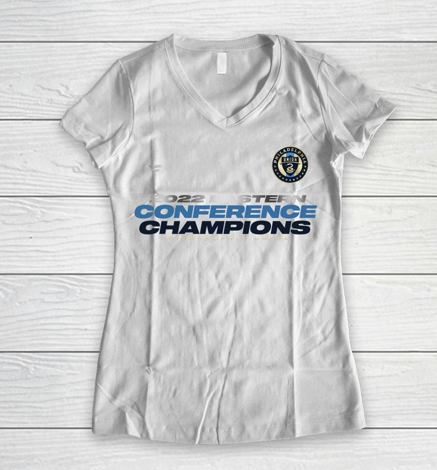 Philadelphia Union Fanatics Branded 2022 Mls Eastern Conference Champions Locker Room Women V-Neck T-Shirt