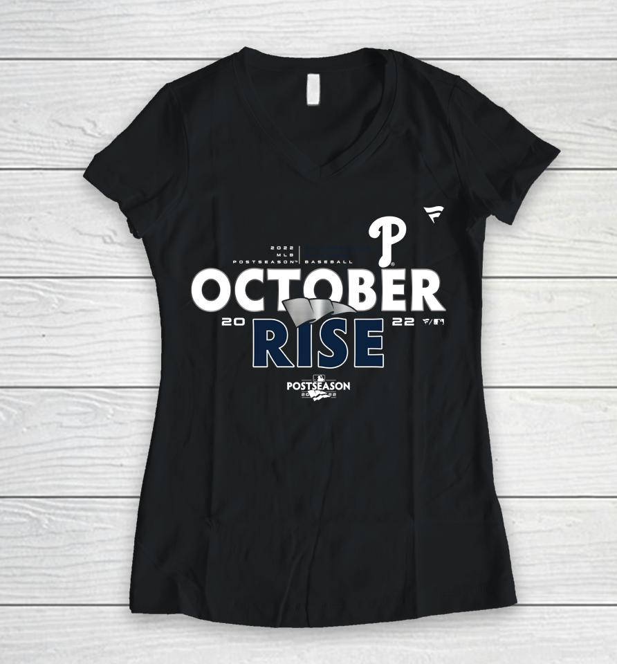 Phillies October Rise Women V-Neck T-Shirt
