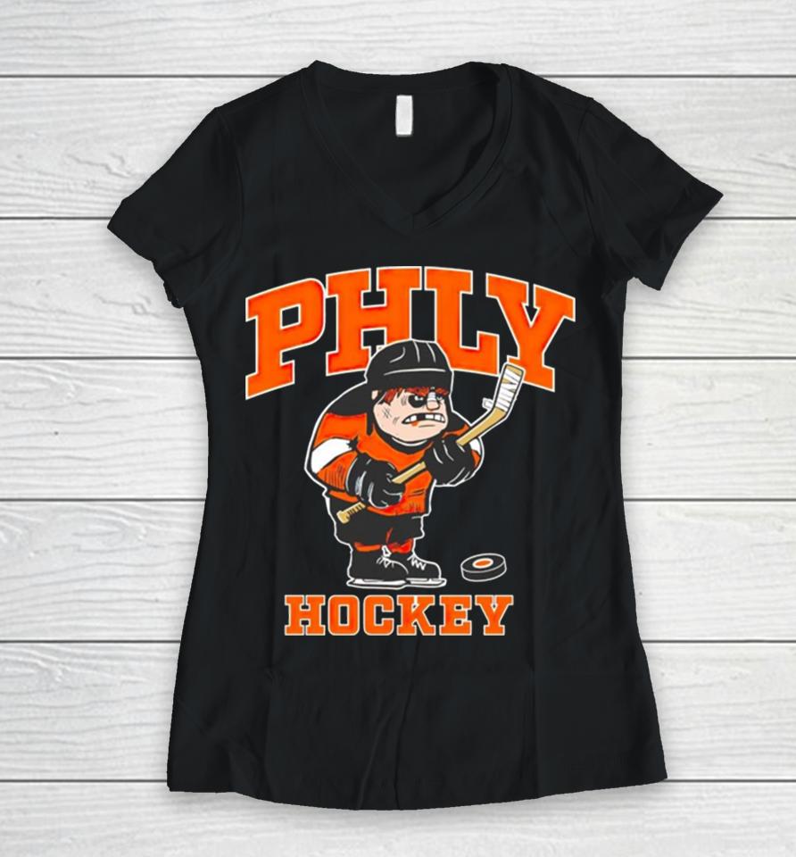 Phly Hockey Nhl Philadelphia Flyers Women V-Neck T-Shirt