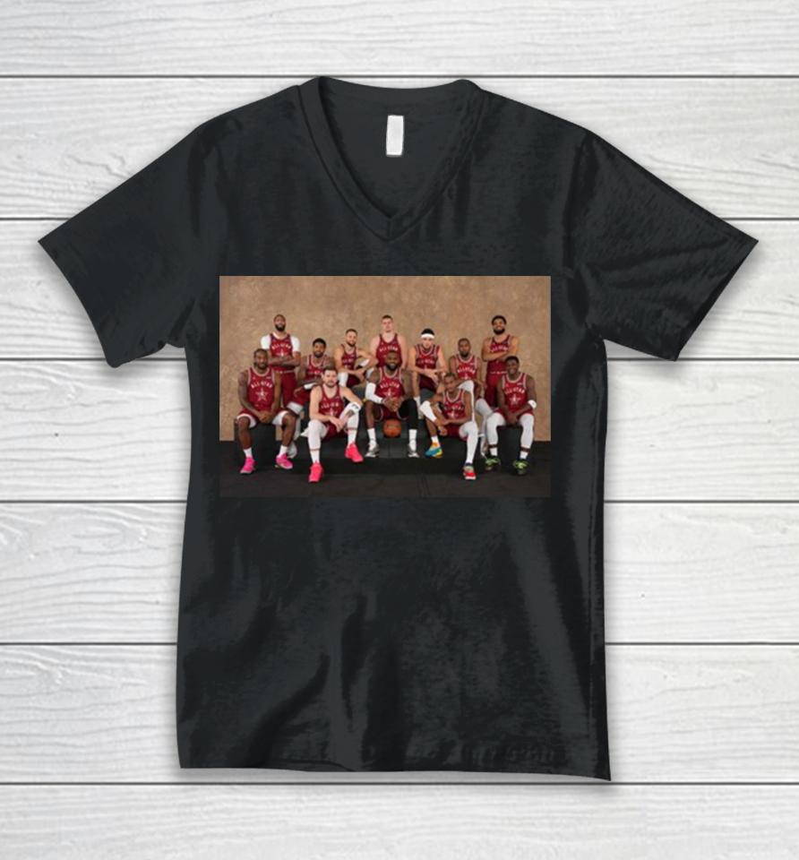 Photoshoot Before Match Of The Western Team Line Up Nba All Star Indianapolis 2024 Unisex V-Neck T-Shirt