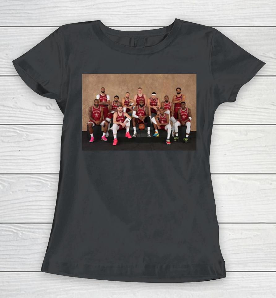 Photoshoot Before Match Of The Western Team Line Up Nba All Star Indianapolis 2024 Women T-Shirt