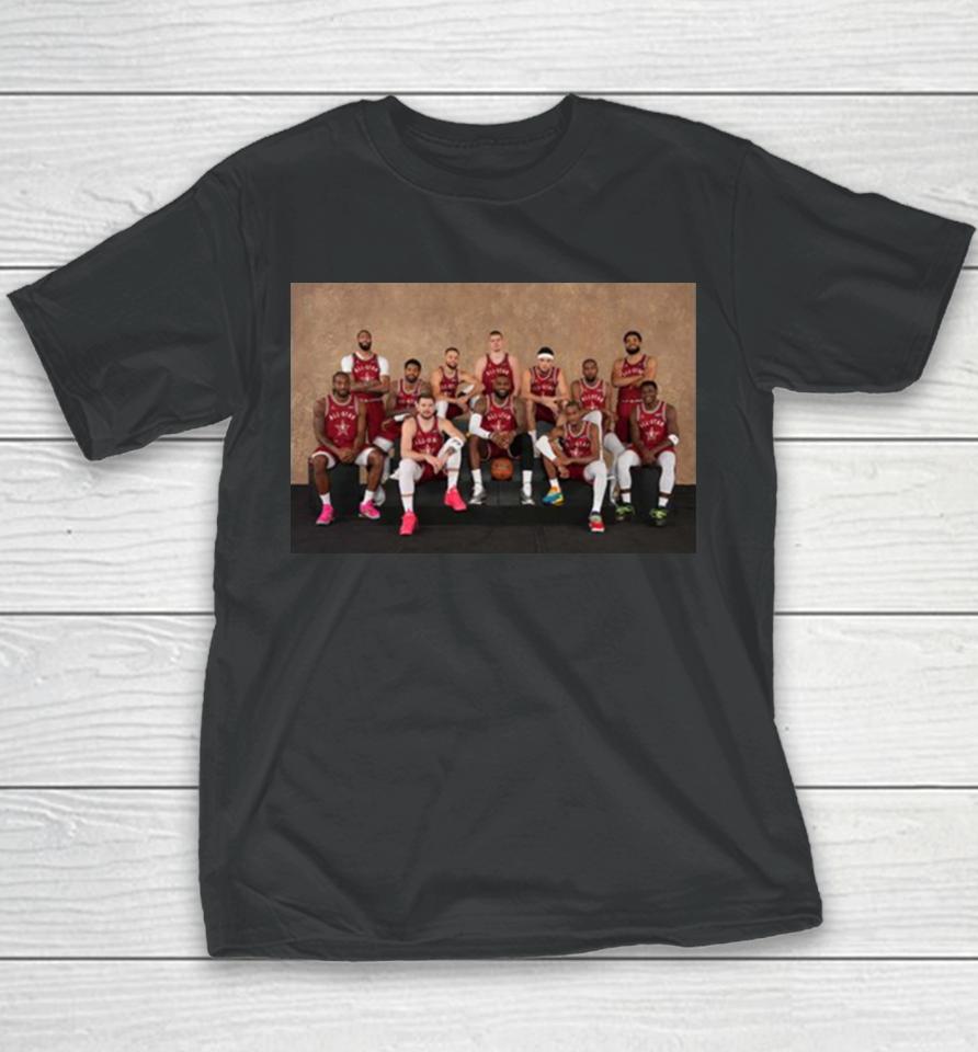 Photoshoot Before Match Of The Western Team Line Up Nba All Star Indianapolis 2024 Youth T-Shirt