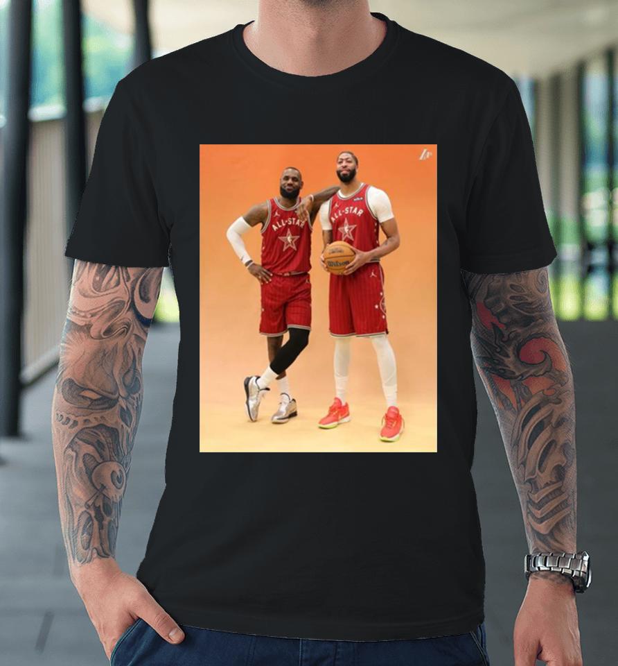Photoshoot Fresh Dynamic Duo Lebron James The King And Anthony Davis Ad Of Los Angeles Lakers In Nba All Star 2024 Premium T-Shirt