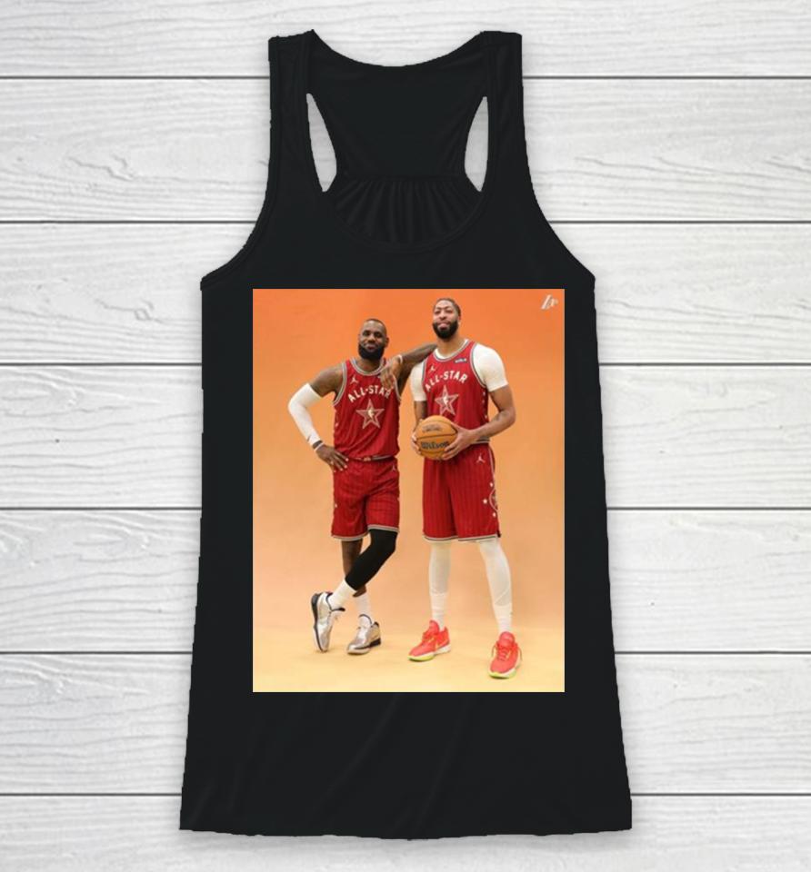 Photoshoot Fresh Dynamic Duo Lebron James The King And Anthony Davis Ad Of Los Angeles Lakers In Nba All Star 2024 Racerback Tank