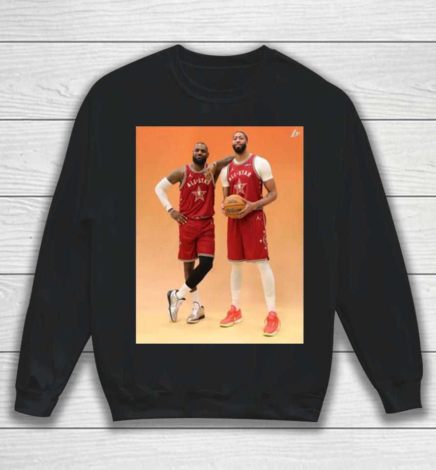 Photoshoot Fresh Dynamic Duo Lebron James The King And Anthony Davis Ad Of Los Angeles Lakers In Nba All Star 2024 Sweatshirt