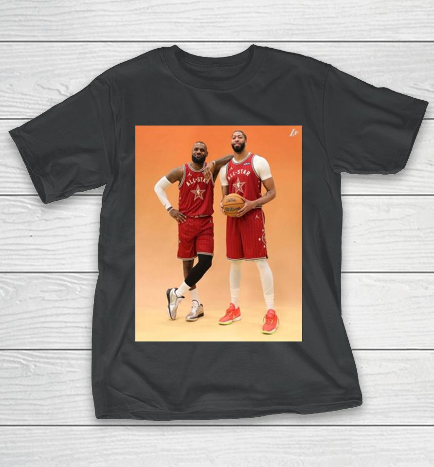 Photoshoot Fresh Dynamic Duo Lebron James The King And Anthony Davis Ad Of Los Angeles Lakers In Nba All Star 2024 T-Shirt