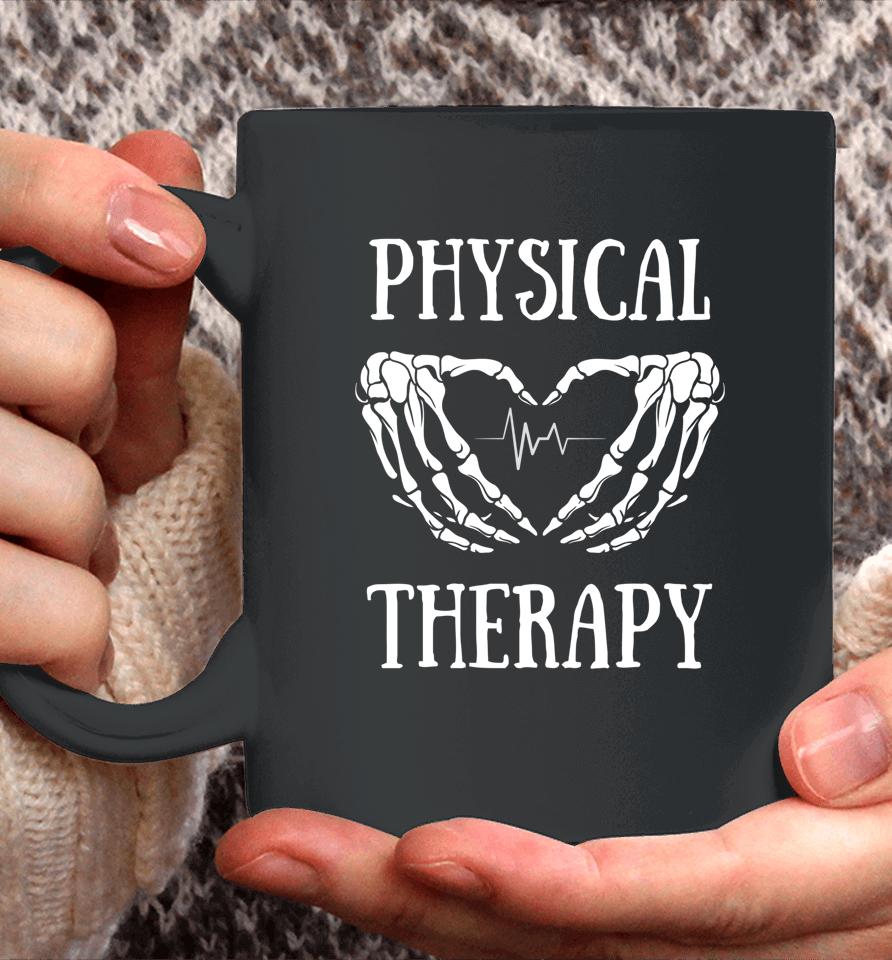 Physical Therapy Skeleton Hand Heartbeat Halloween Pt Coffee Mug