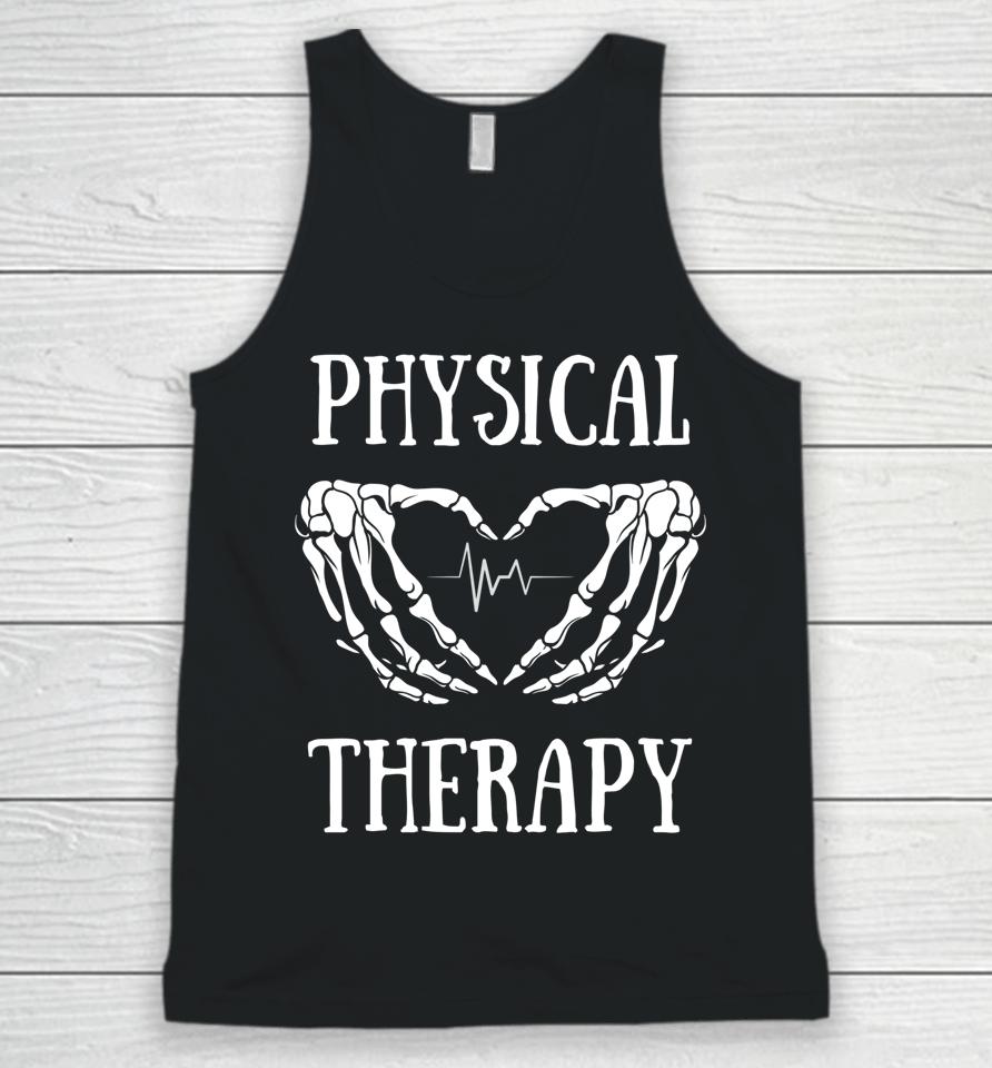 Physical Therapy Skeleton Hand Heartbeat Halloween Pt Unisex Tank Top