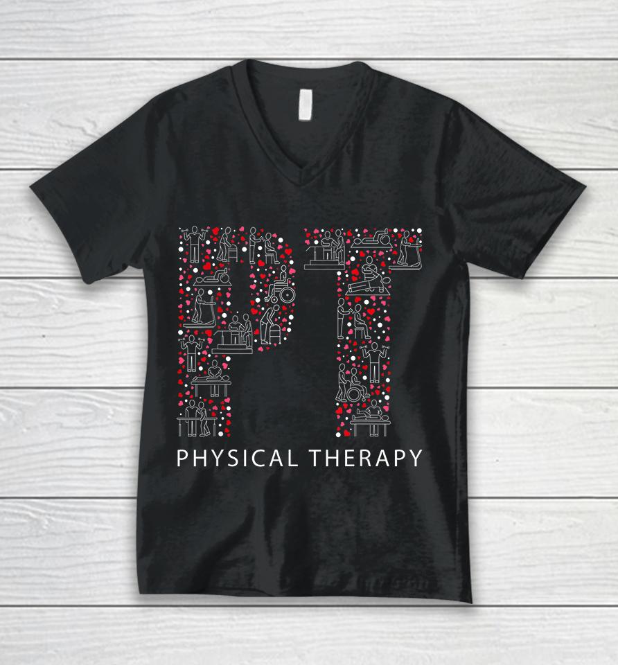 Physical Therapy Valentine Day Family Matching Unisex V-Neck T-Shirt