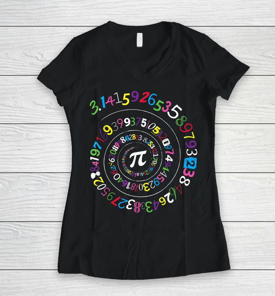 Pi Color Numbers Pi Day Women V-Neck T-Shirt