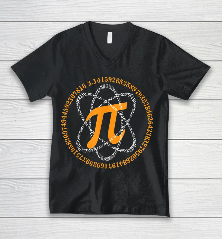 Pi Day Atom Pi Unisex V-Neck T-Shirt