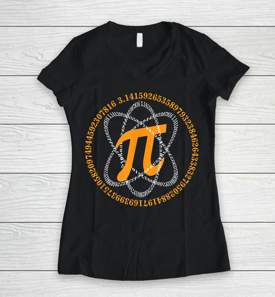 Pi Day Atom Pi Women V-Neck T-Shirt
