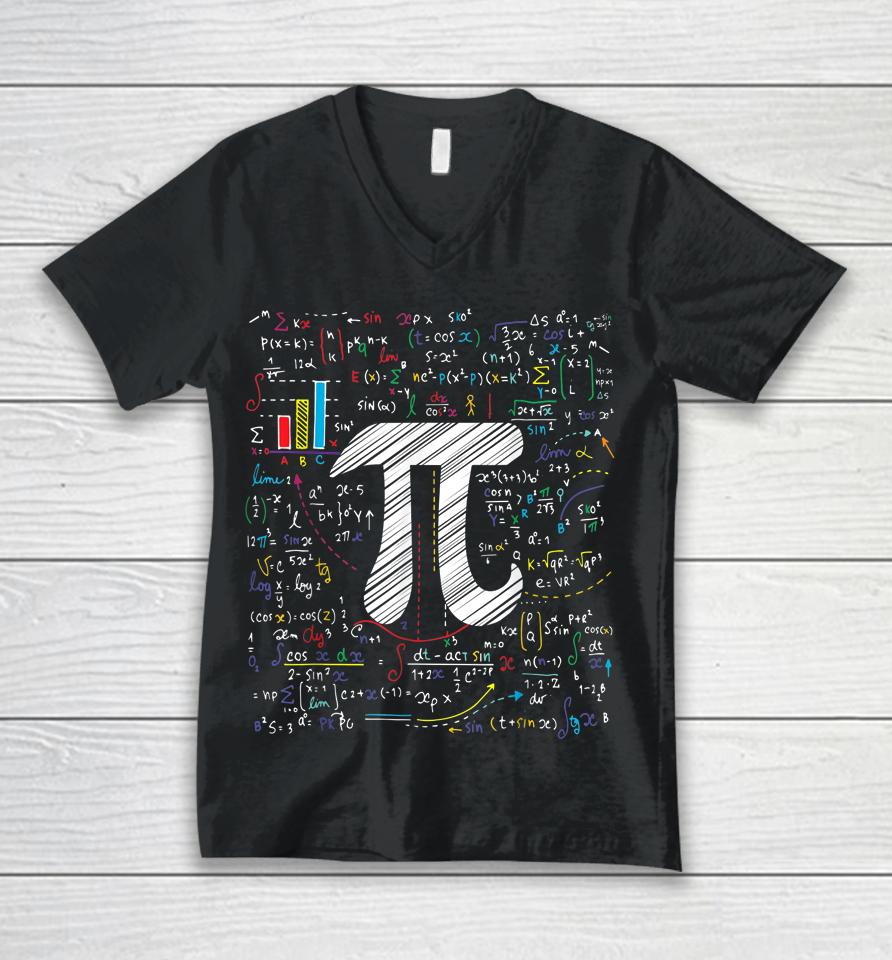 Pi Day Math Equation Teacher Student Geek Gifts Unisex V-Neck T-Shirt