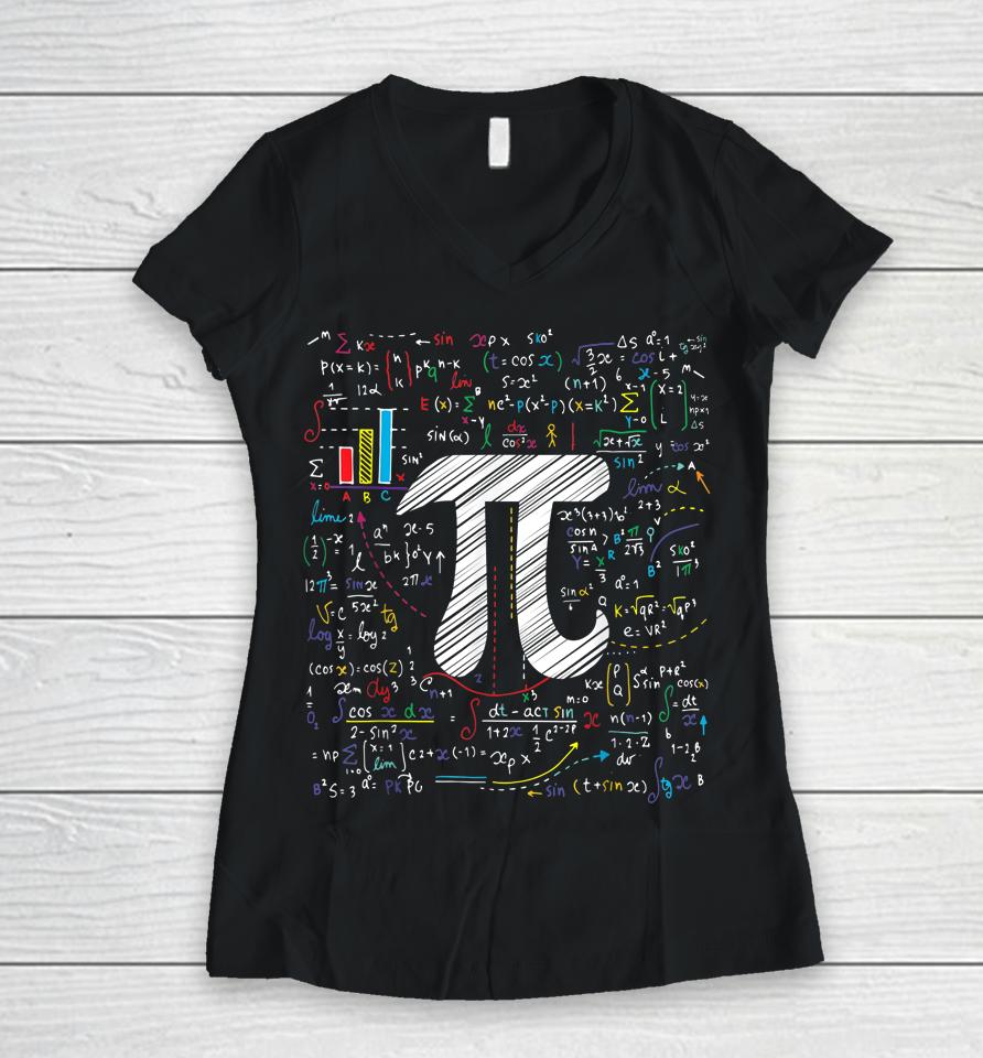 Pi Day Math Equation Teacher Student Geek Gifts Women V-Neck T-Shirt