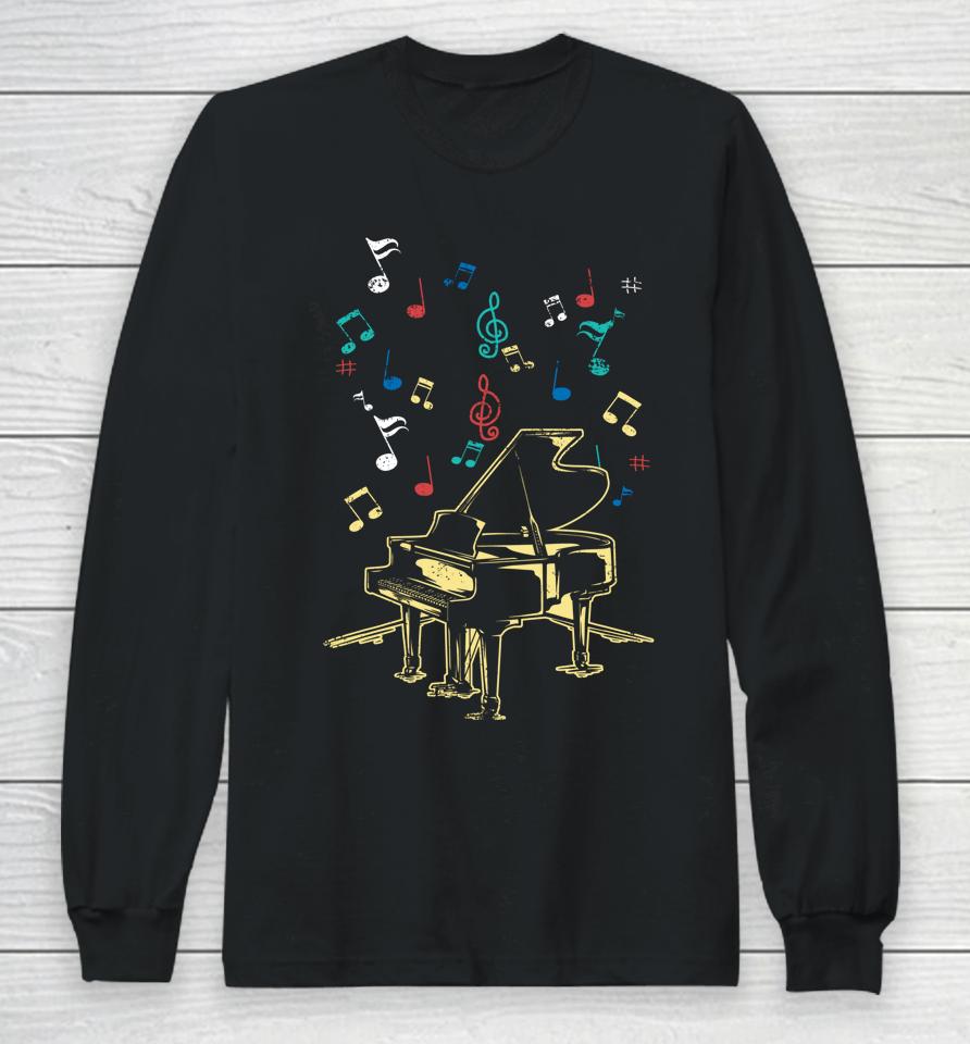 Piano Notes Fly To Success Play Music Grand Concert Long Sleeve T-Shirt