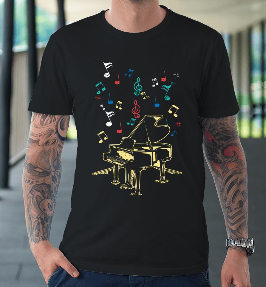 Piano Notes Fly To Success Play Music Grand Concert Premium T-Shirt