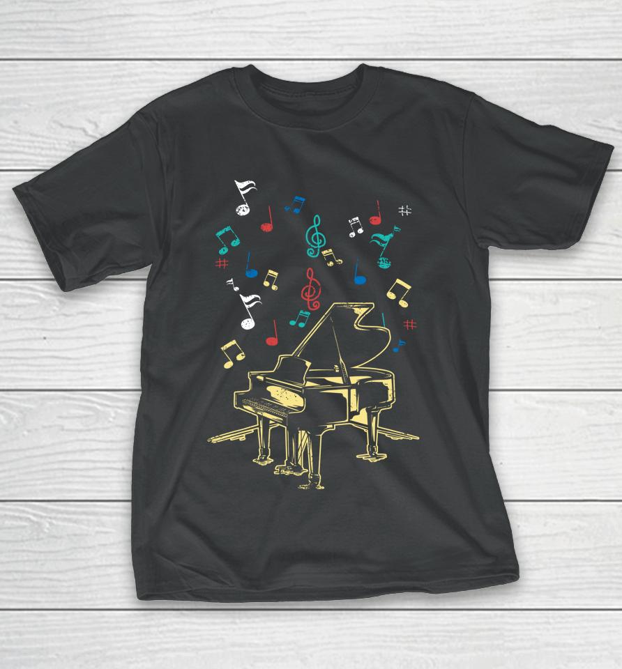 Piano Notes Fly To Success Play Music Grand Concert T-Shirt