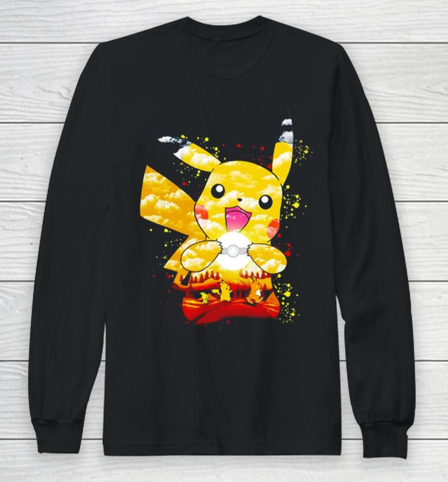 Pichu Pikachu And Raichu Electric Evolution Painting Long Sleeve T-Shirt