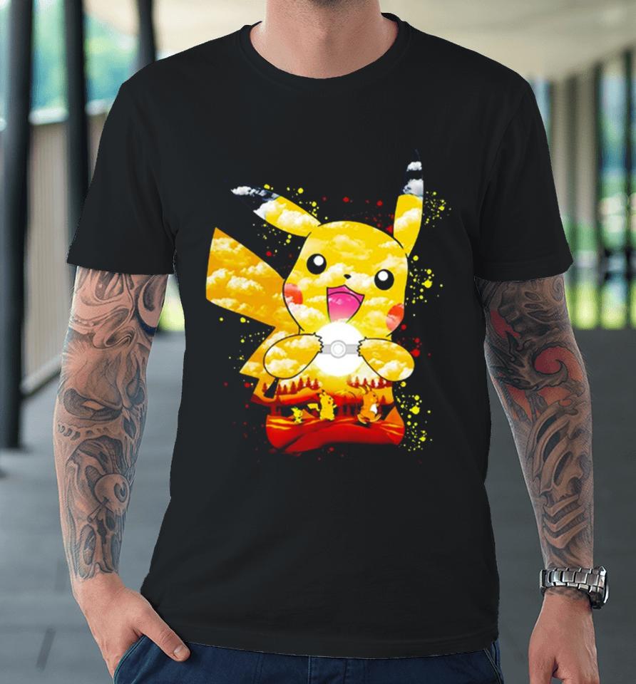 Pichu Pikachu And Raichu Electric Evolution Painting Premium T-Shirt