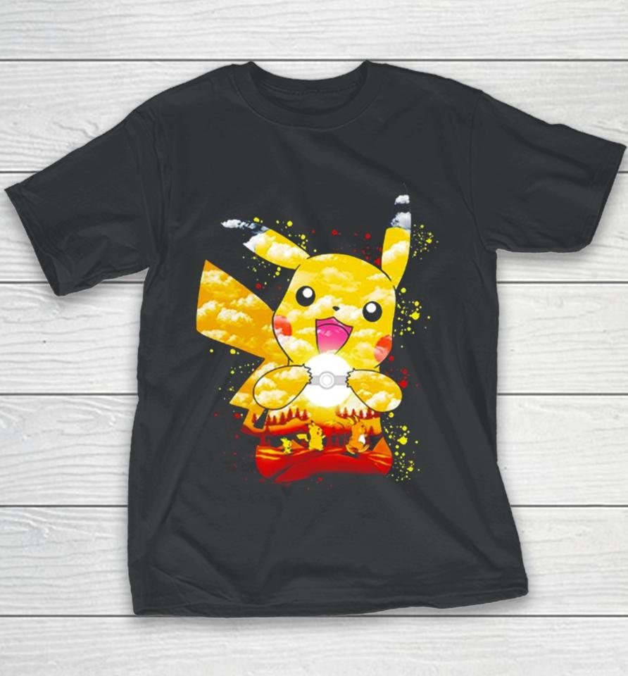 Pichu Pikachu And Raichu Electric Evolution Painting Youth T-Shirt
