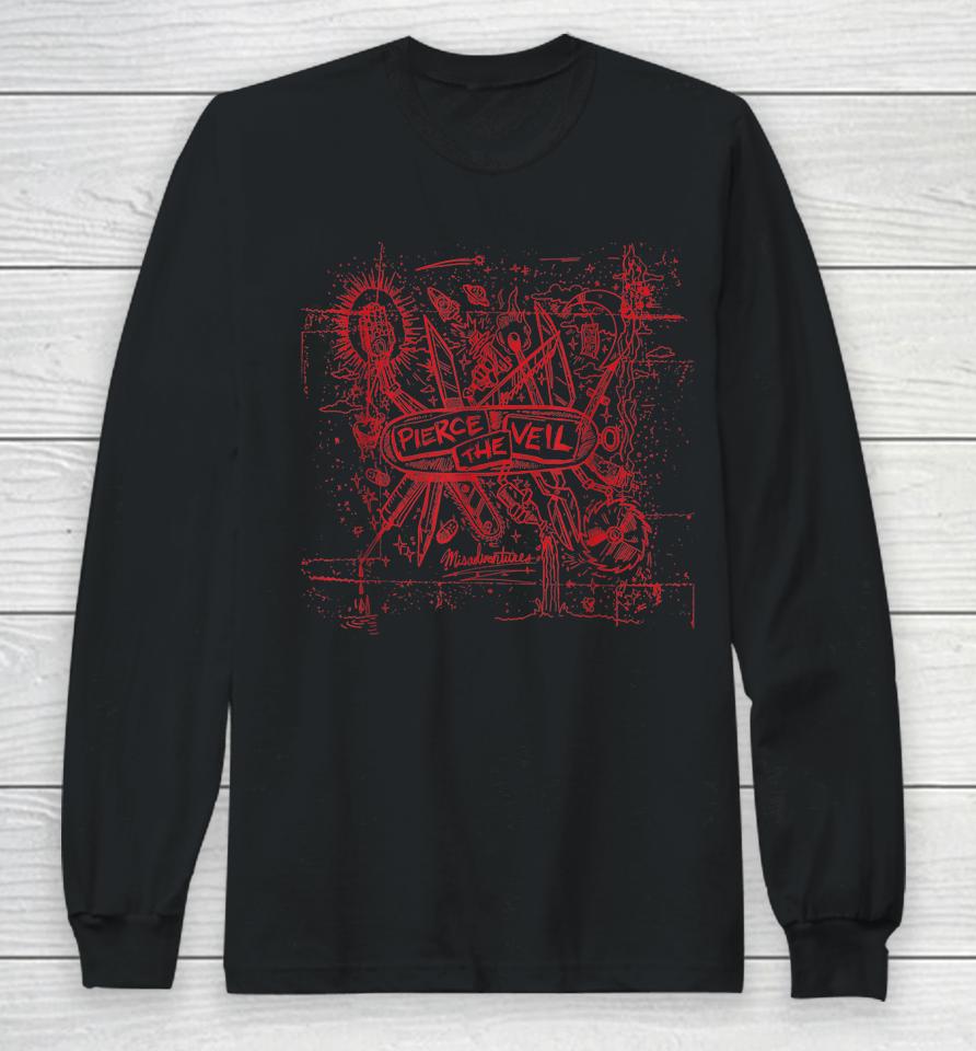 Pierce The Veil - Misadventures Cover In Red Print Long Sleeve T-Shirt