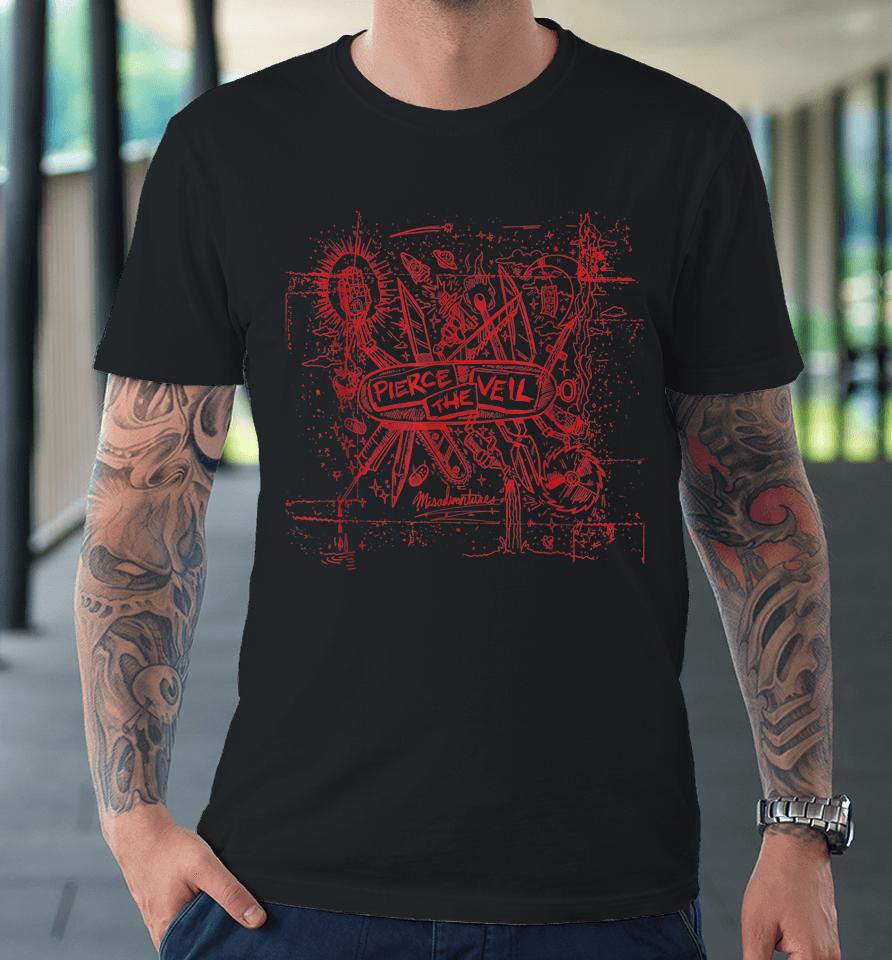 Pierce The Veil - Misadventures Cover In Red Print Premium T-Shirt