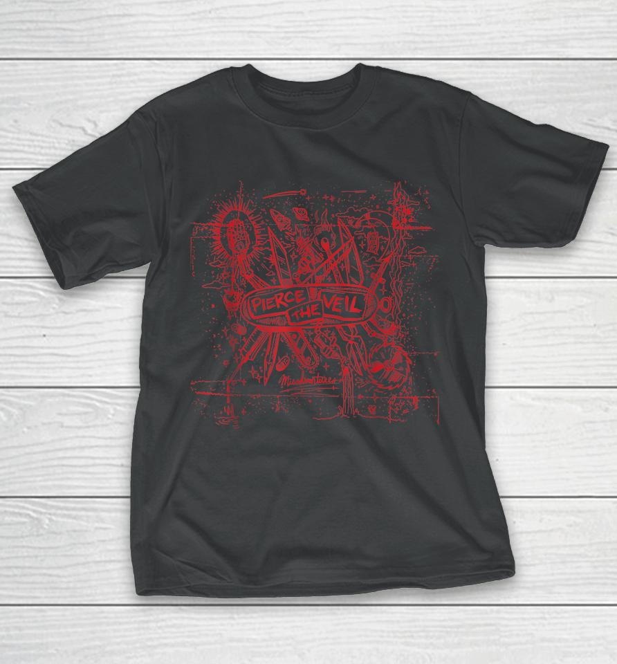 Pierce The Veil - Misadventures Cover In Red Print T-Shirt