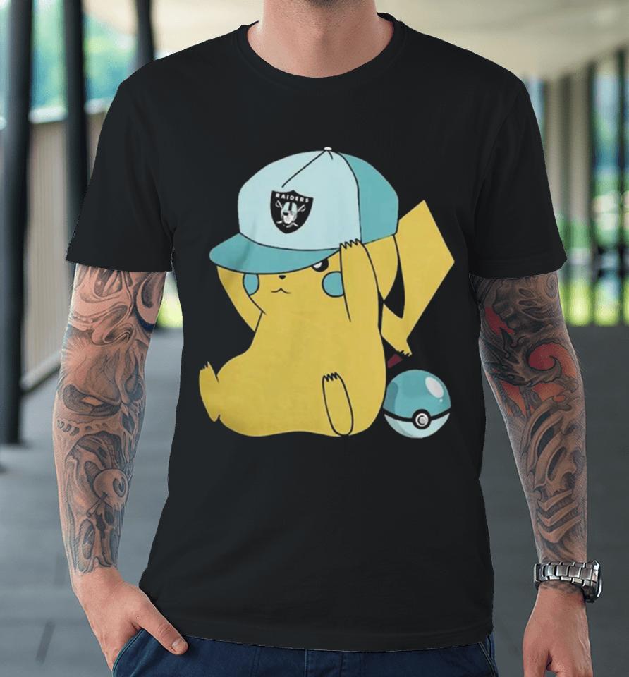Pikachu Wear The Hat Las Vegas Raiders Football Logo Premium T-Shirt