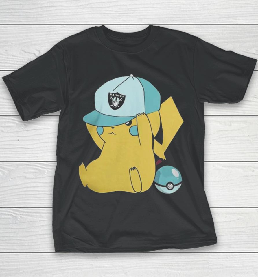 Pikachu Wear The Hat Las Vegas Raiders Football Logo Youth T-Shirt