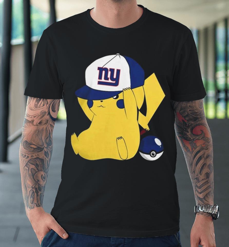Pikachu Wear The Hat New York Giants Football Logo Premium T-Shirt