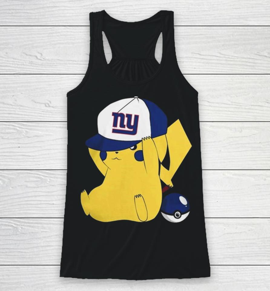 Pikachu Wear The Hat New York Giants Football Logo Racerback Tank
