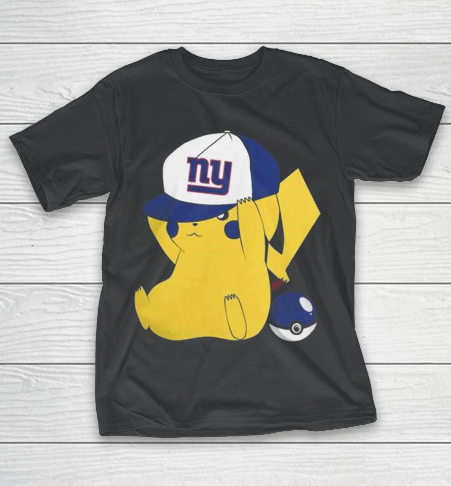 Pikachu Wear The Hat New York Giants Football Logo T-Shirt
