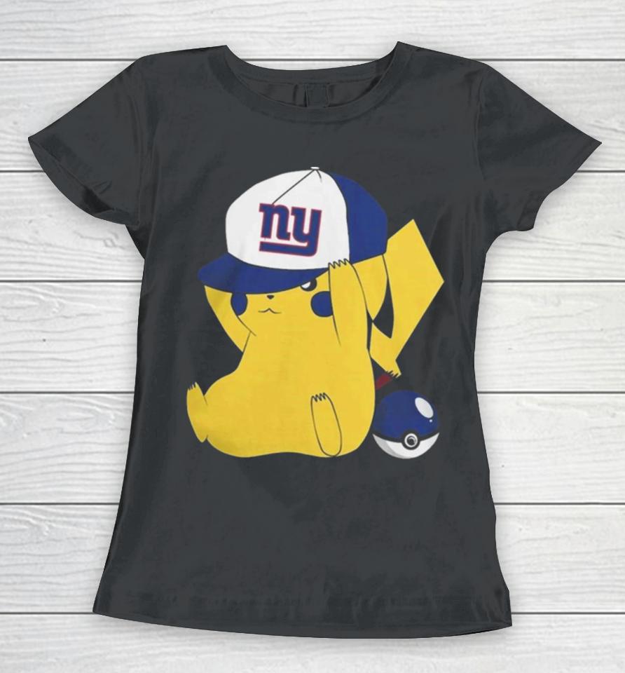 Pikachu Wear The Hat New York Giants Football Logo Women T-Shirt