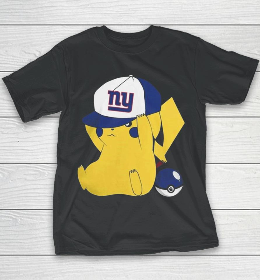 Pikachu Wear The Hat New York Giants Football Logo Youth T-Shirt