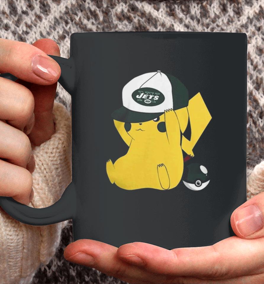 Pikachu Wear The Hat New York Jets Football Logo Coffee Mug