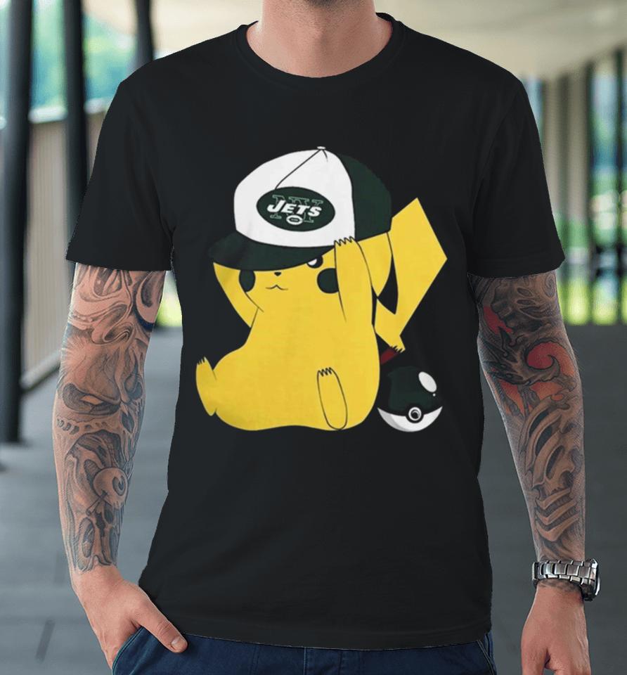 Pikachu Wear The Hat New York Jets Football Logo Premium T-Shirt