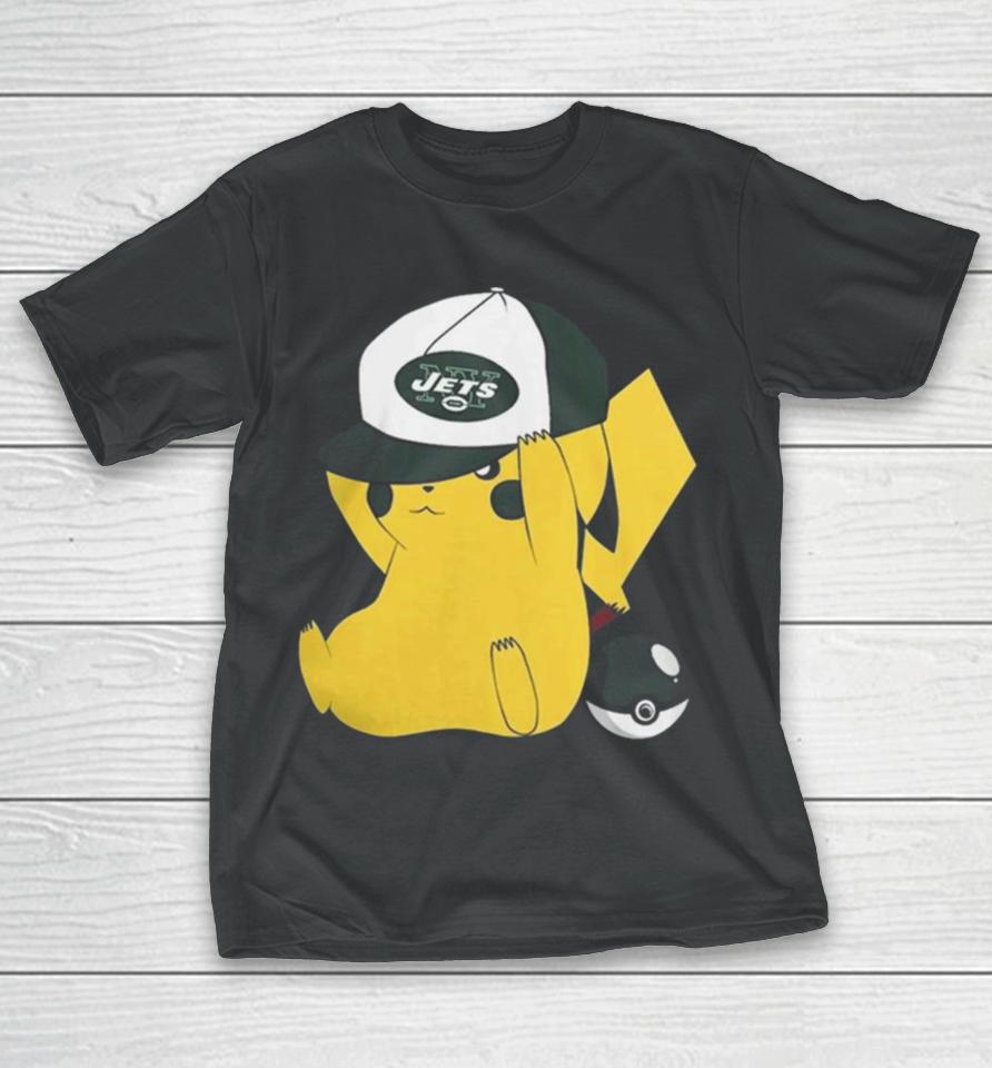 Pikachu Wear The Hat New York Jets Football Logo T-Shirt