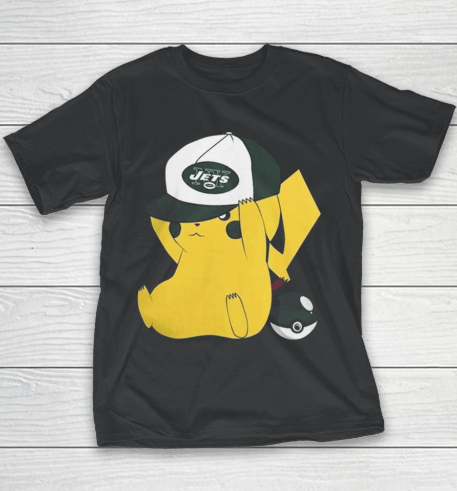 Pikachu Wear The Hat New York Jets Football Logo Youth T-Shirt