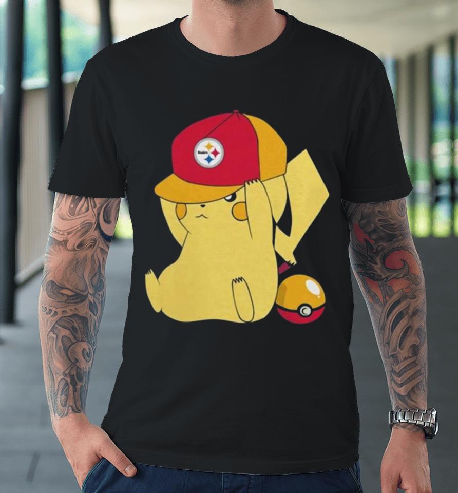 Pikachu Wear The Hat Pittsburgh Steelers Football Logo Premium T-Shirt
