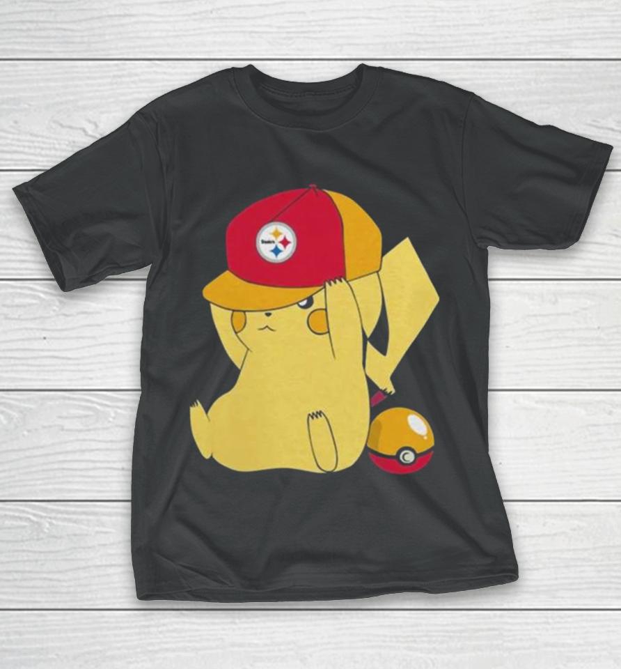 Pikachu Wear The Hat Pittsburgh Steelers Football Logo T-Shirt