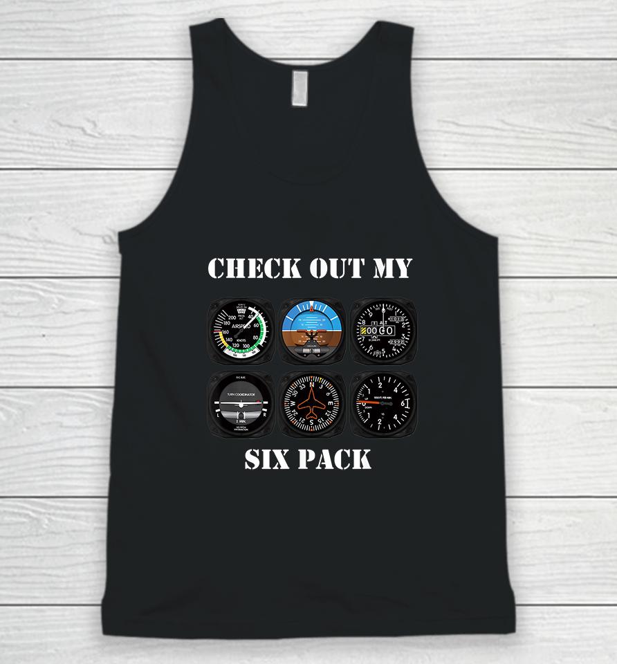 Pilot Aviation Check Out My Six Pack Flying Airplane Unisex Tank Top