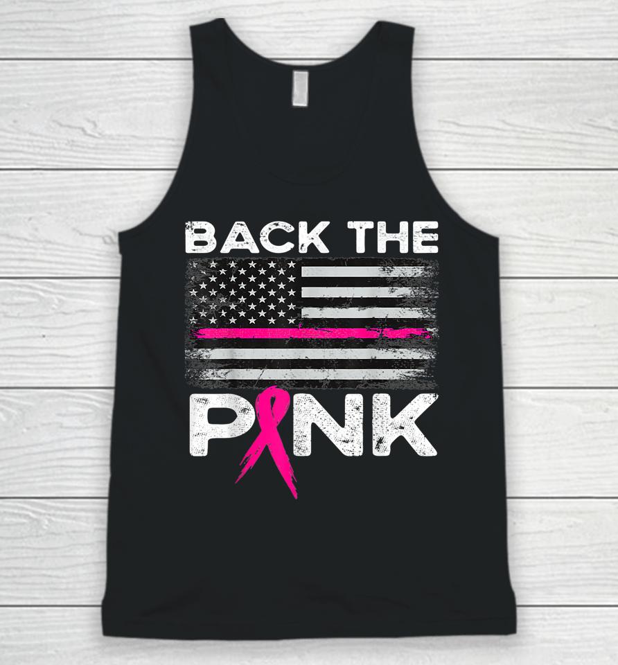 Pink Breast Cancer Awareness American Flag Back The Pink Unisex Tank Top